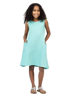 24seven Comfort Apparel Girls Sleeveless Pocket Swing Dress Machine Washable