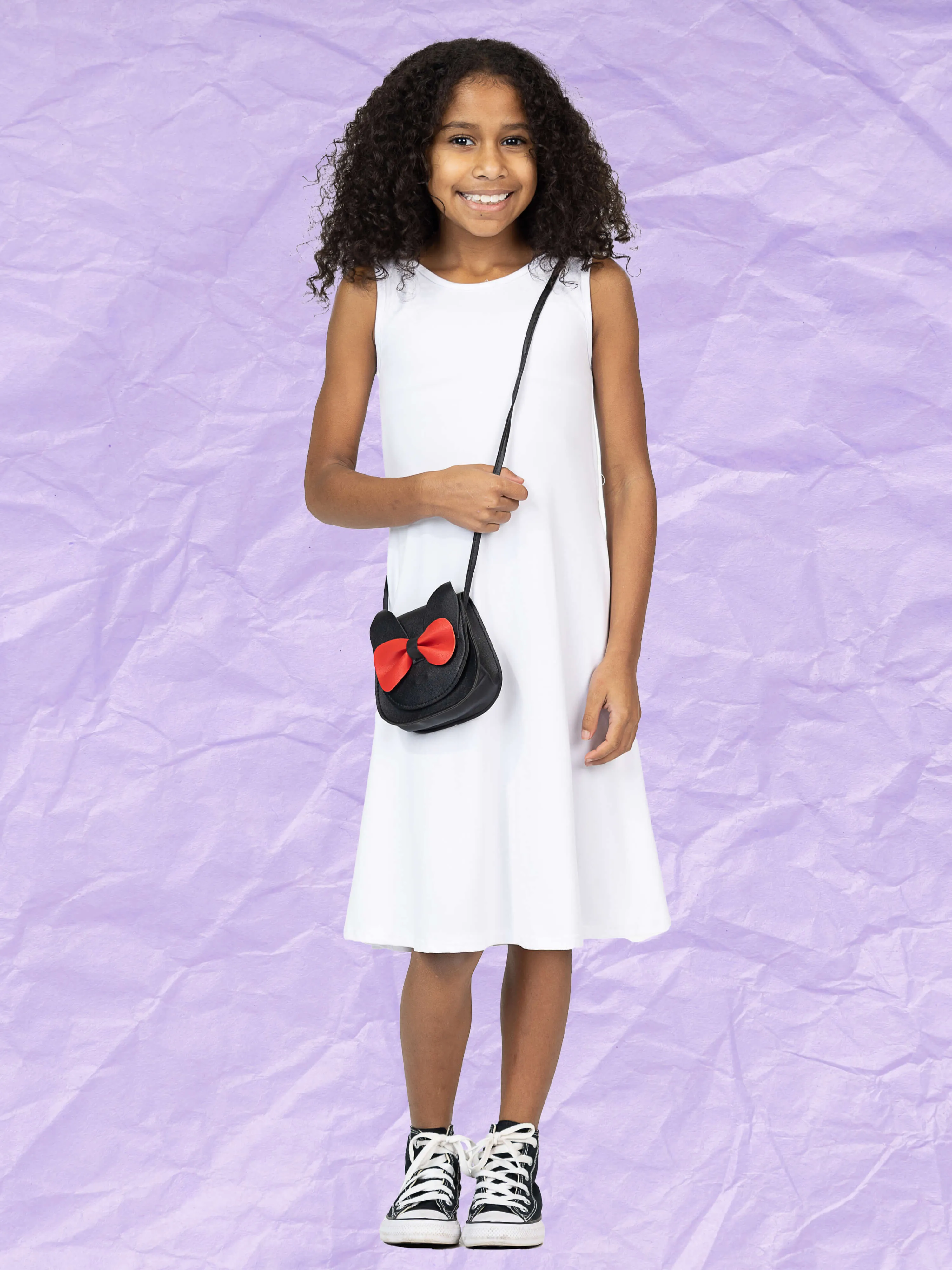 24seven Comfort Apparel Girls Sleeveless Pocket Swing Dress Machine Washable