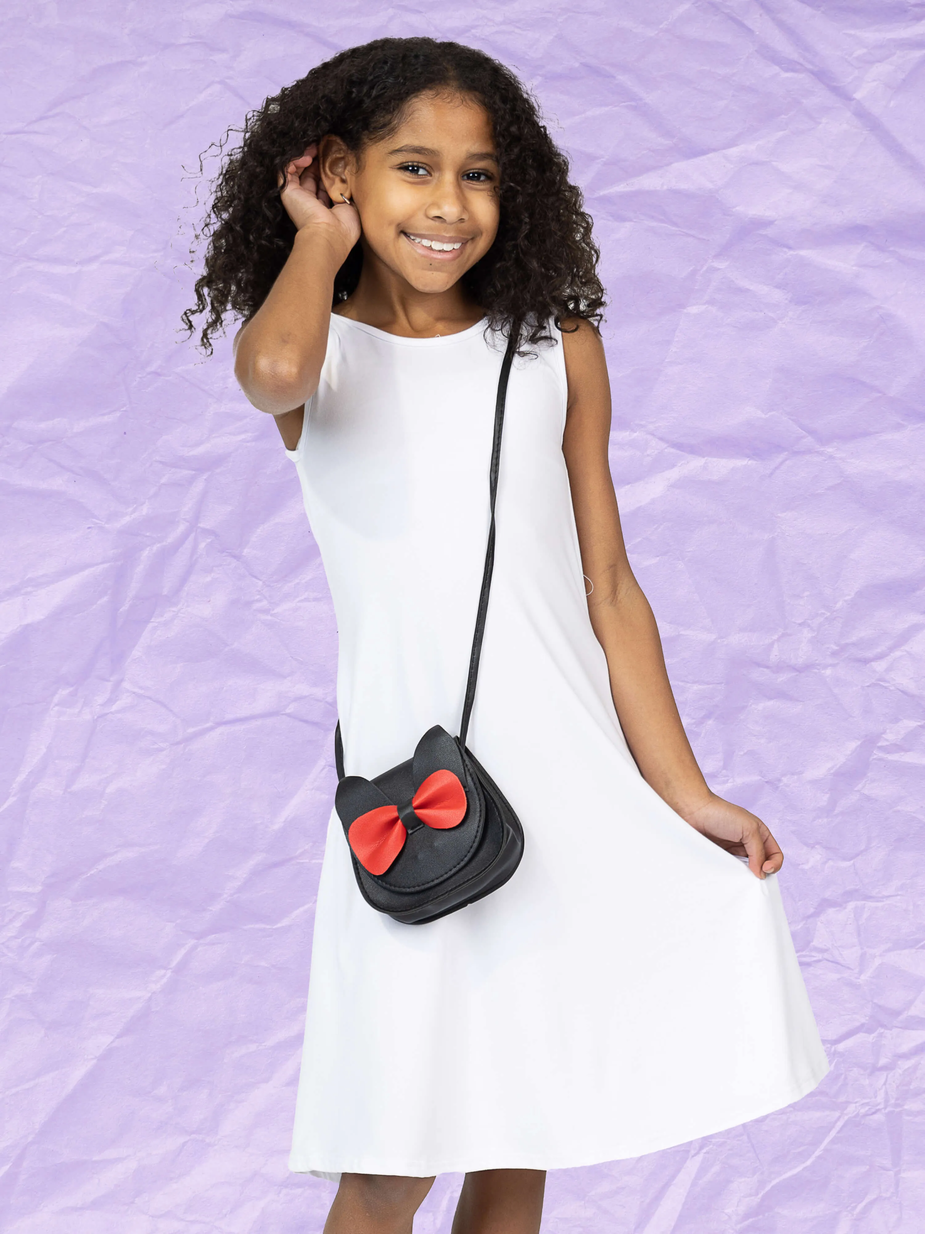24seven Comfort Apparel Girls Sleeveless Pocket Swing Dress Machine Washable
