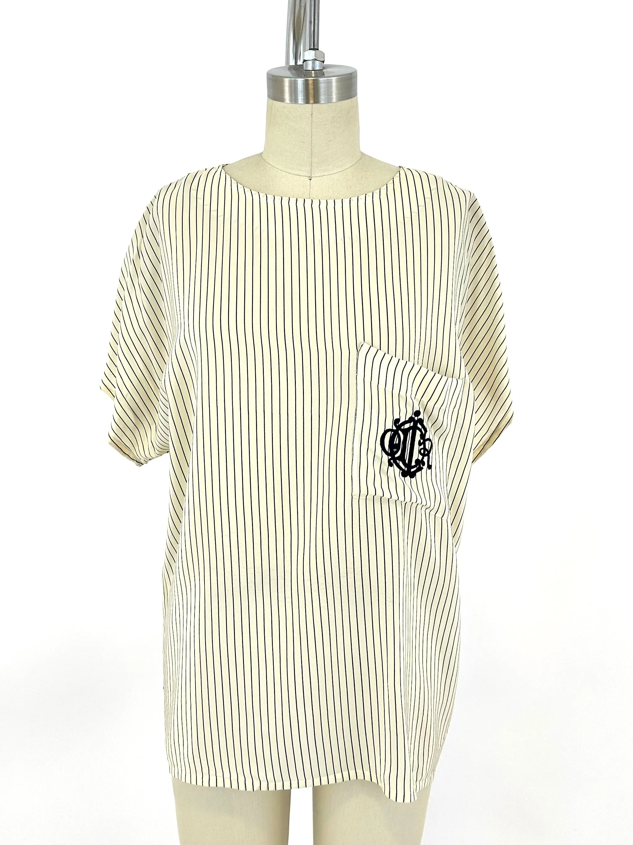 80s Christian Dior Silk Pinstripe Blouse