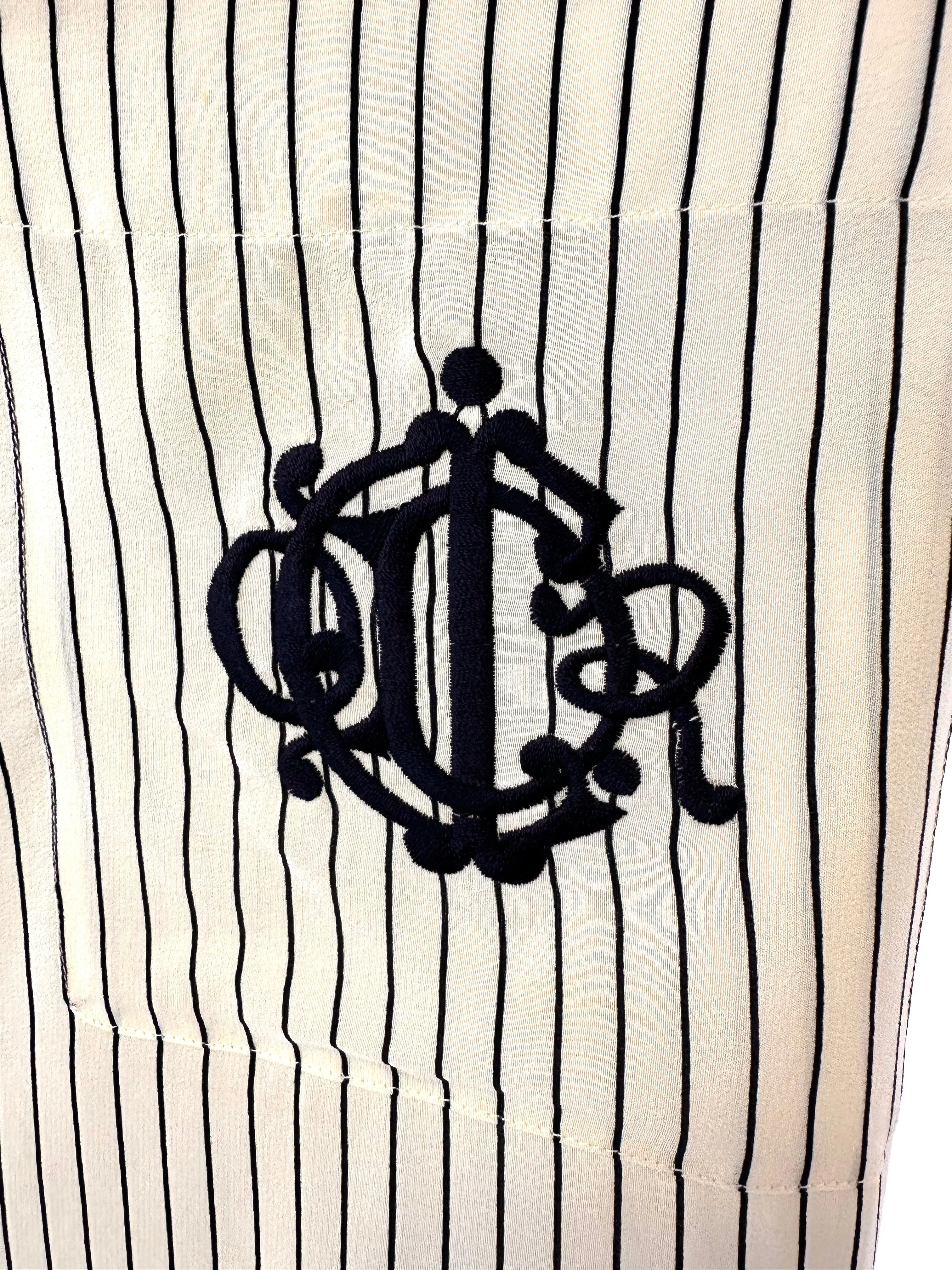 80s Christian Dior Silk Pinstripe Blouse