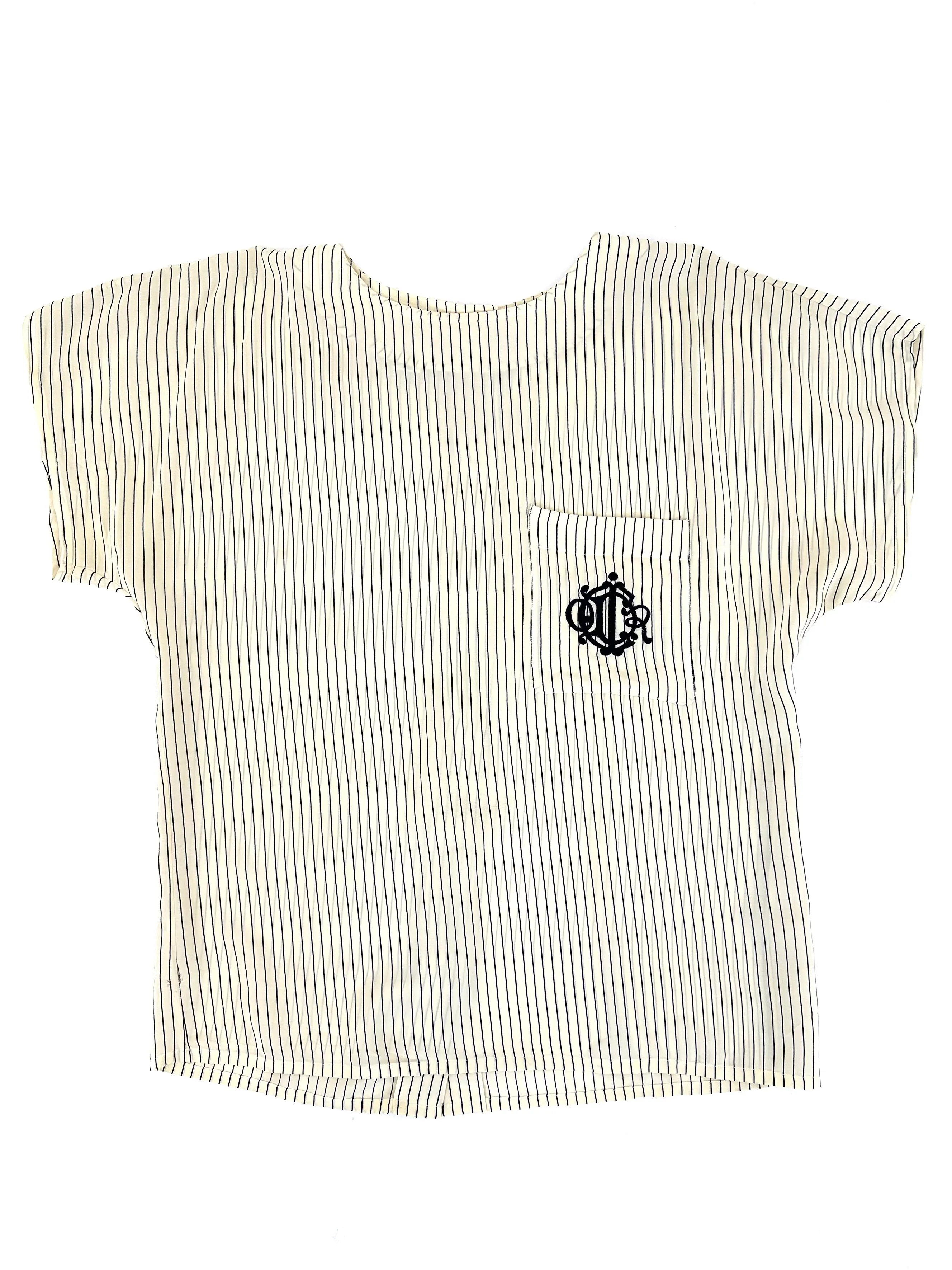 80s Christian Dior Silk Pinstripe Blouse