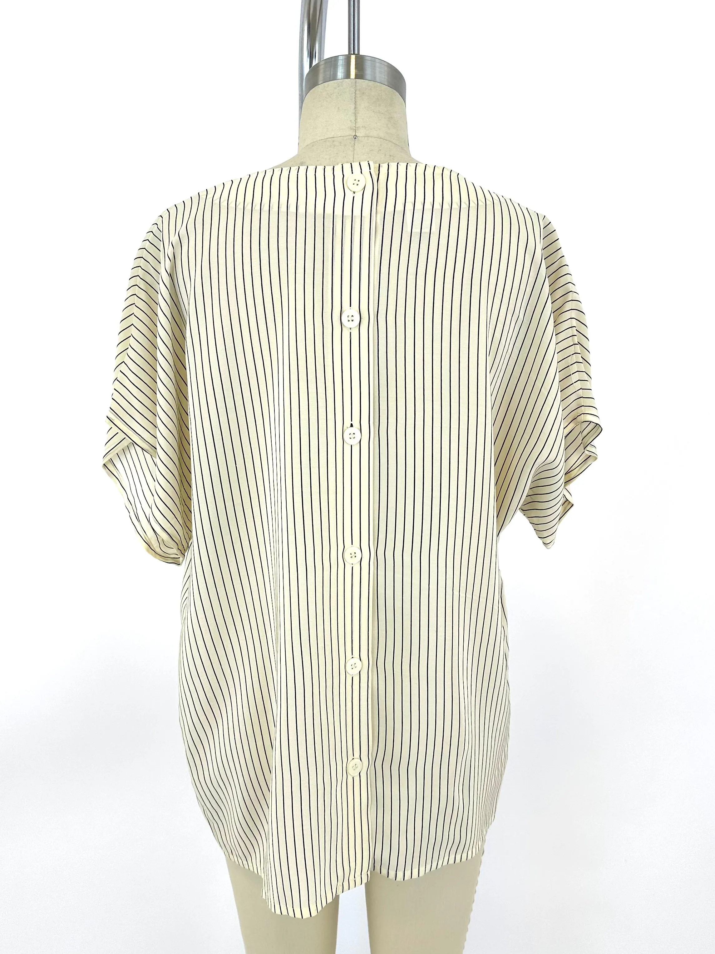 80s Christian Dior Silk Pinstripe Blouse