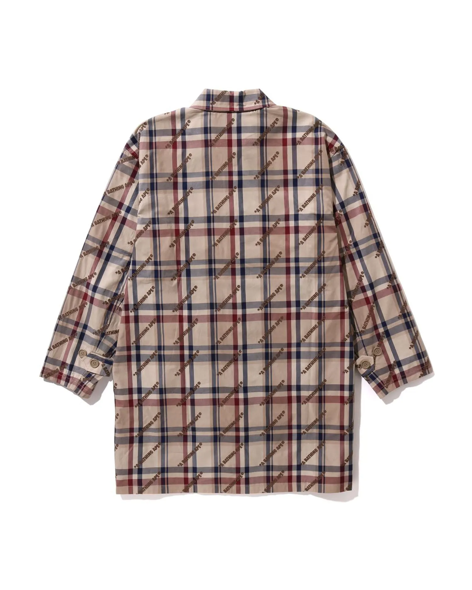 A Bathing Ape Logo Check Pattern Long Coat