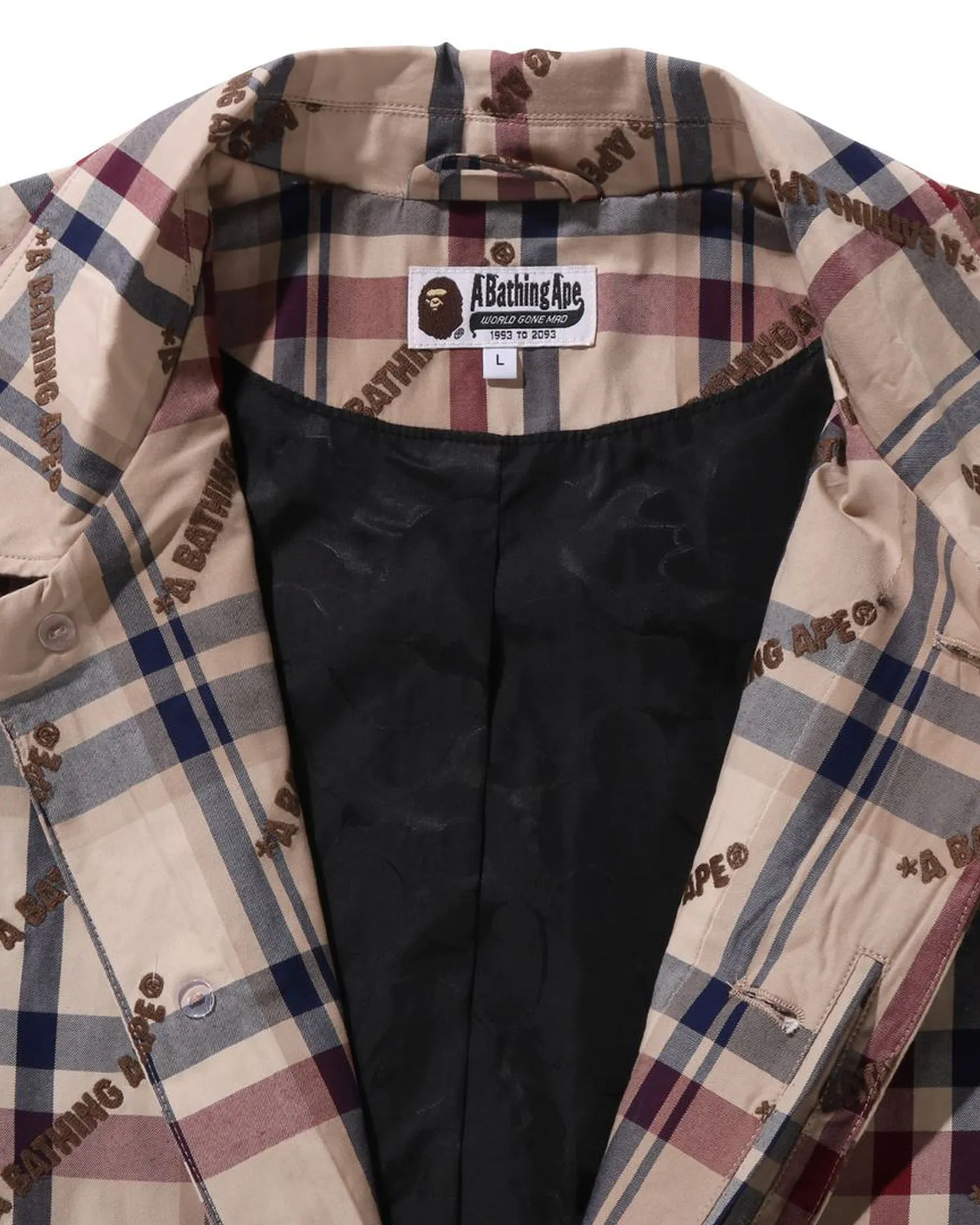 A Bathing Ape Logo Check Pattern Long Coat