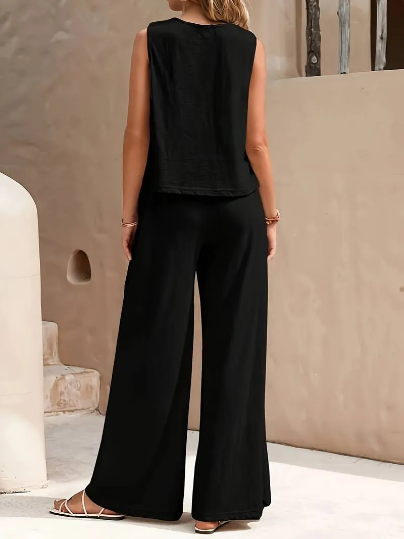 Adalina® | Casual Tank Top And Wide-Leg Pants
