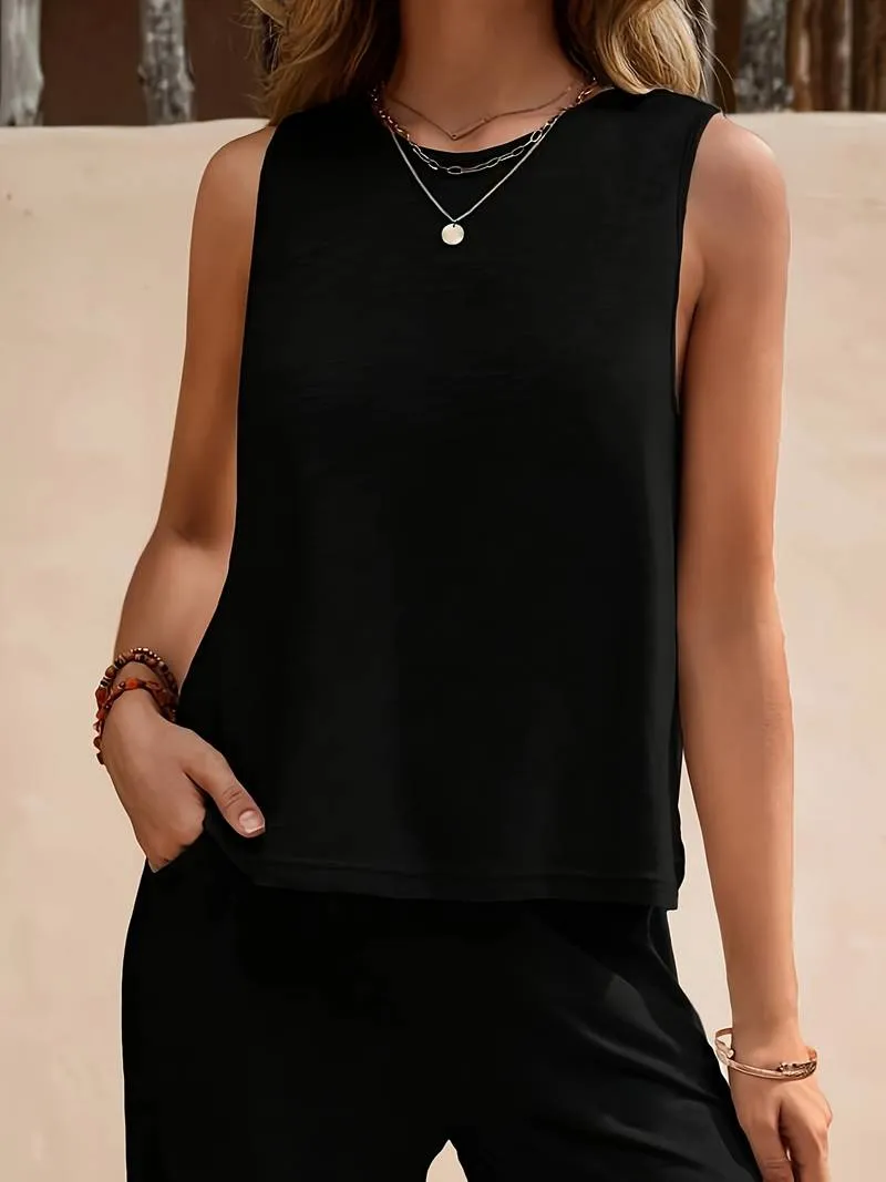 Adalina® | Casual Tank Top And Wide-Leg Pants