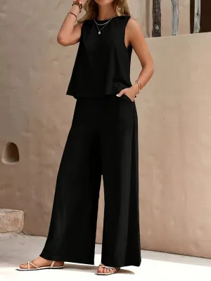 Adalina® | Casual Tank Top And Wide-Leg Pants