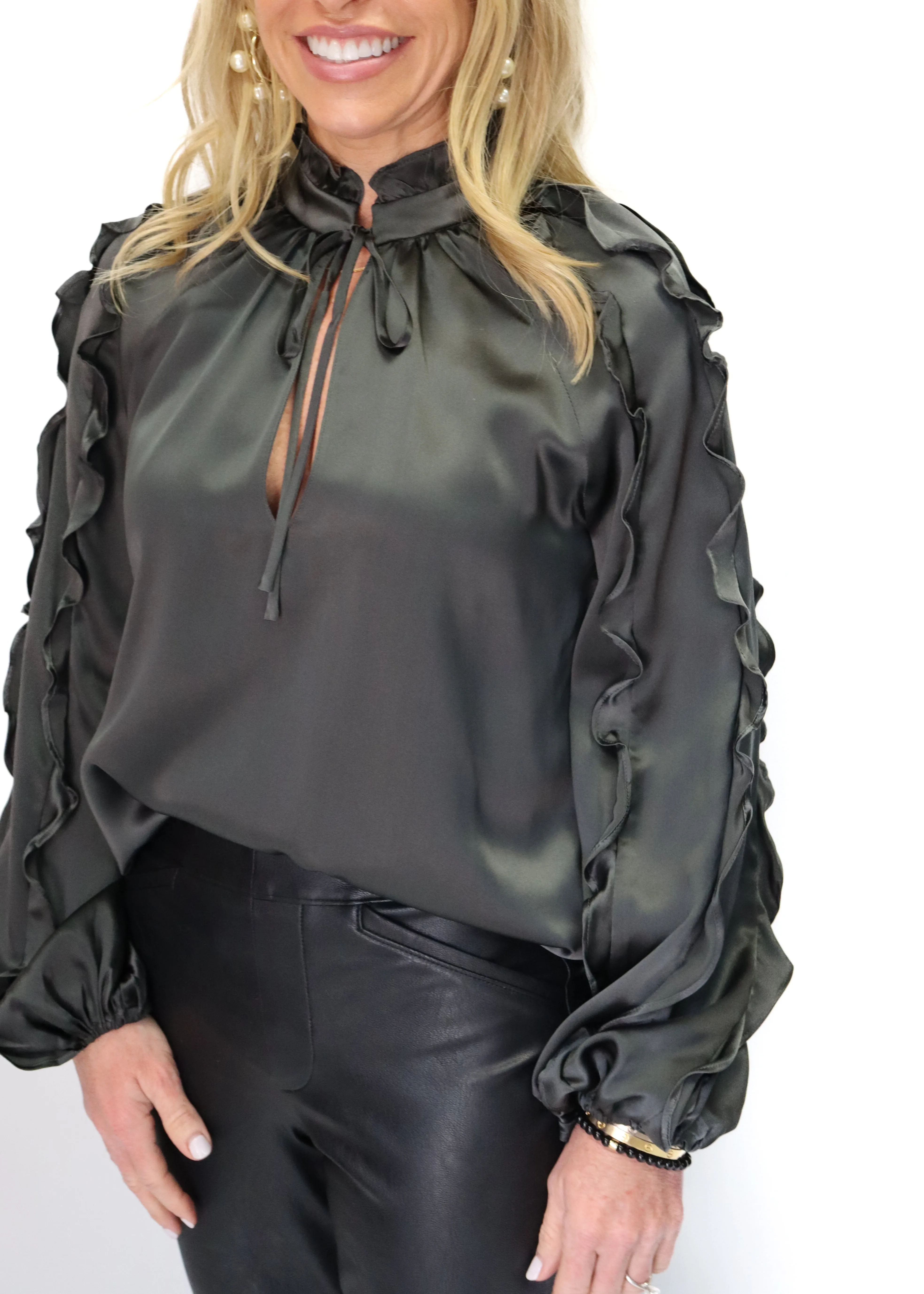 Amanda Uprichard Claudine Silk Top - Zinc