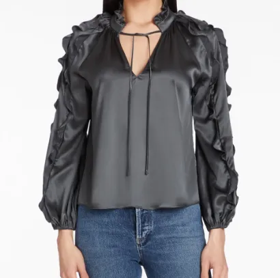 Amanda Uprichard Claudine Silk Top - Zinc