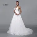 Amara Lorrie Mermaid Scoop Appliques White Lace Wedding Gown