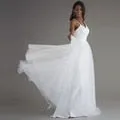 Amara Lorrie Mermaid Scoop Appliques White Lace Wedding Gown
