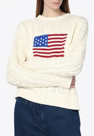 American Flag Cable Knit Sweater
