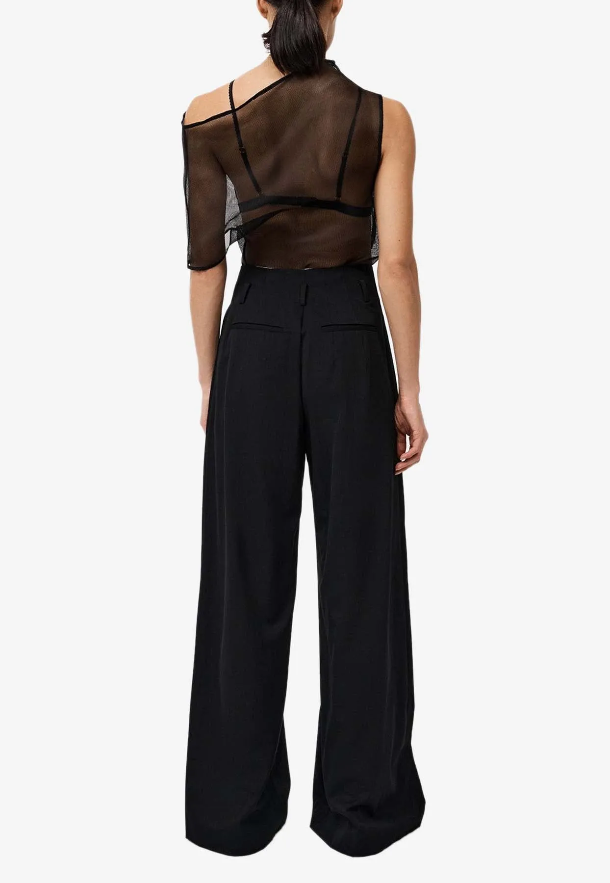 Asymmetric Silk Mesh Top