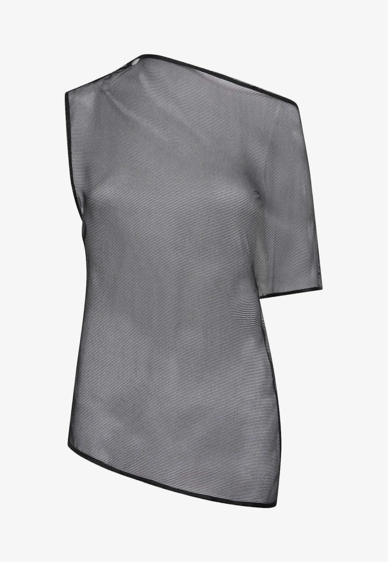Asymmetric Silk Mesh Top