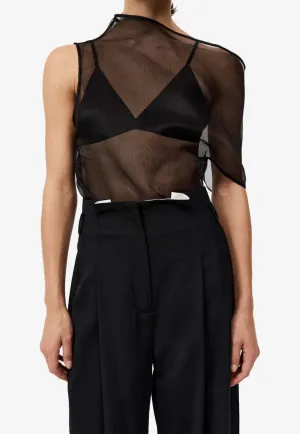 Asymmetric Silk Mesh Top