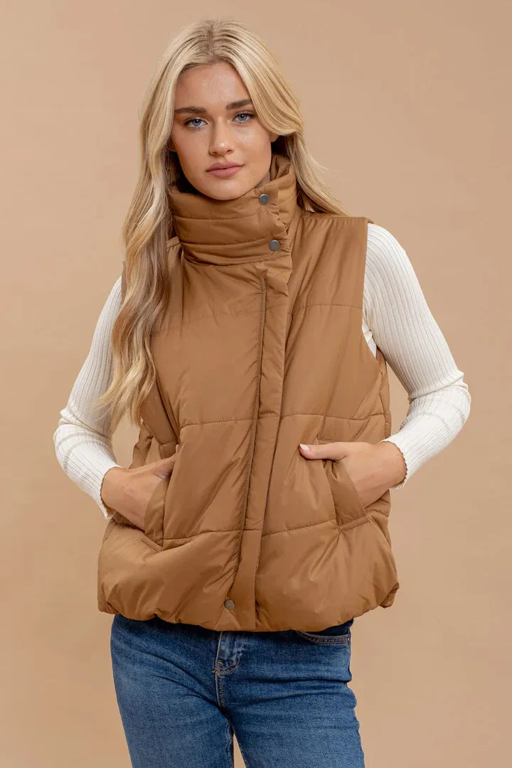 Asymmetrical Zip Puffer Vest