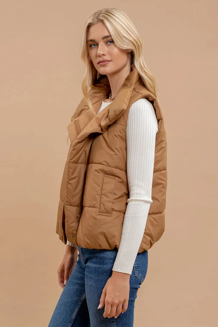 Asymmetrical Zip Puffer Vest