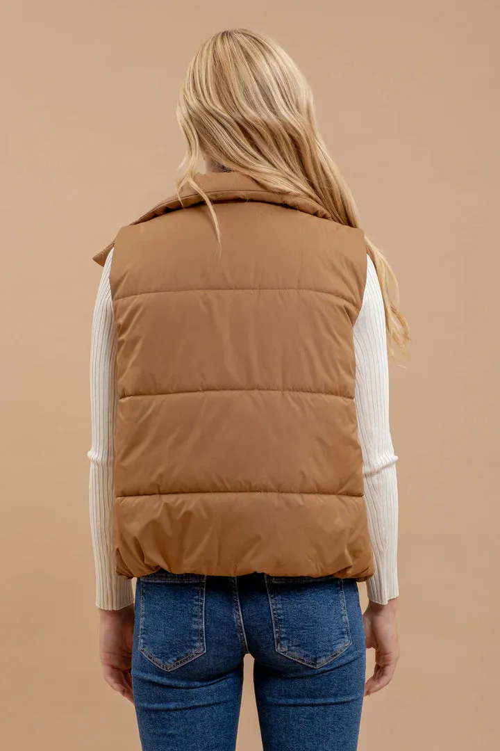 Asymmetrical Zip Puffer Vest