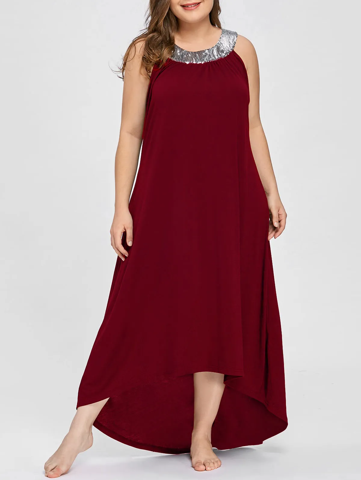 Ava Sequins Collar Sleeveless Long Maxi Dress to 5 XL