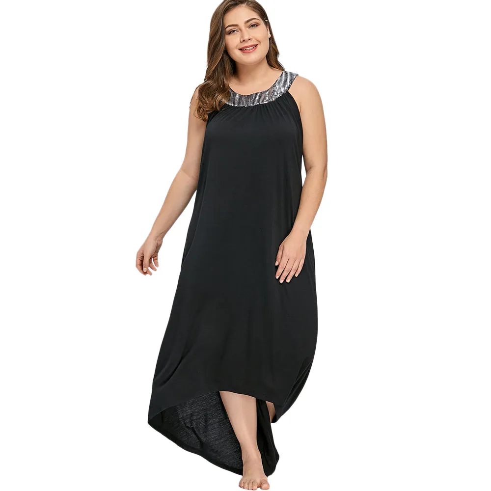 Ava Sequins Collar Sleeveless Long Maxi Dress to 5 XL