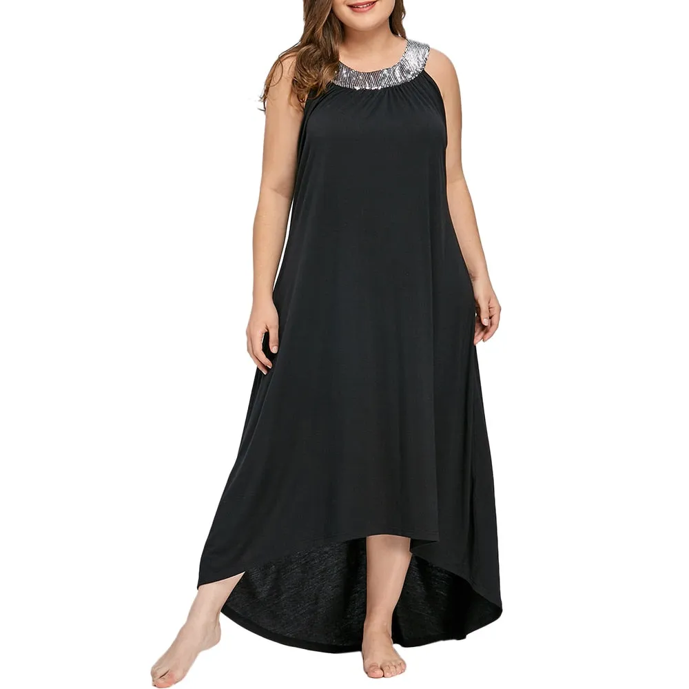 Ava Sequins Collar Sleeveless Long Maxi Dress to 5 XL