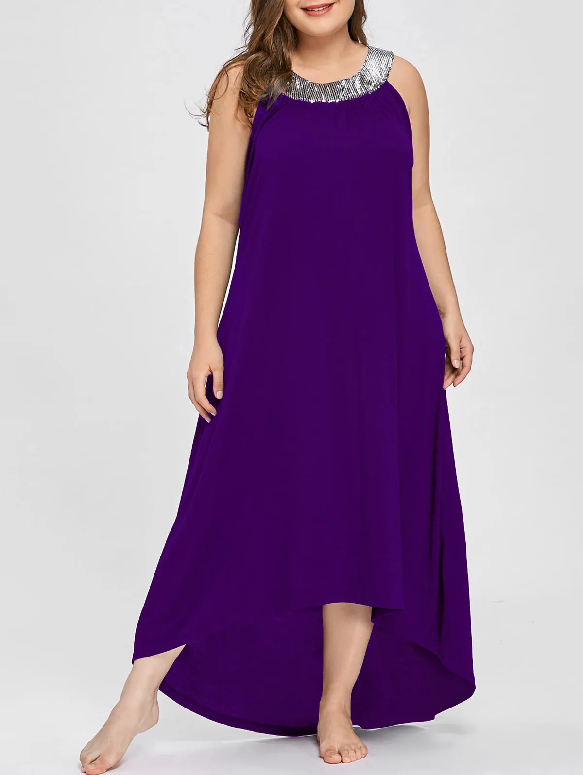 Ava Sequins Collar Sleeveless Long Maxi Dress to 5 XL