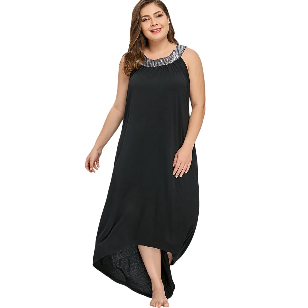 Ava Sequins Collar Sleeveless Long Maxi Dress to 5 XL