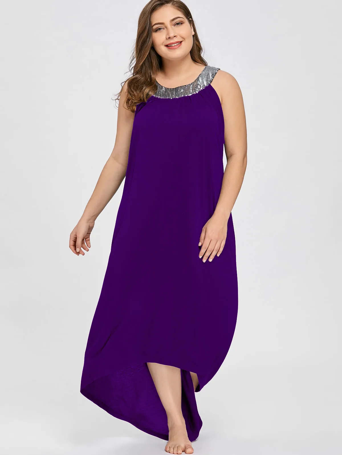 Ava Sequins Collar Sleeveless Long Maxi Dress to 5 XL