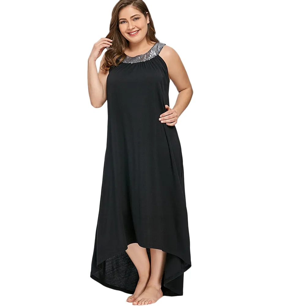 Ava Sequins Collar Sleeveless Long Maxi Dress to 5 XL