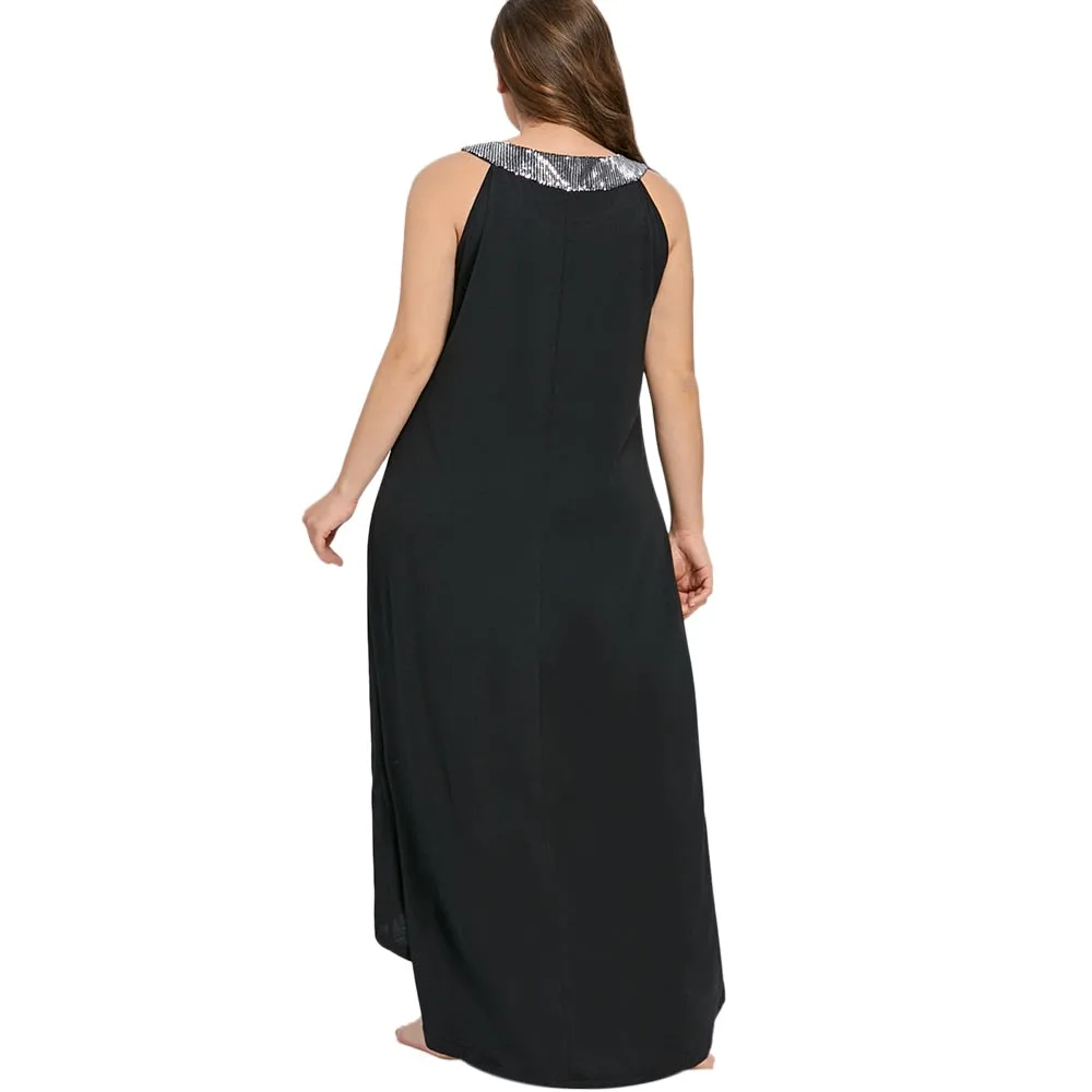 Ava Sequins Collar Sleeveless Long Maxi Dress to 5 XL
