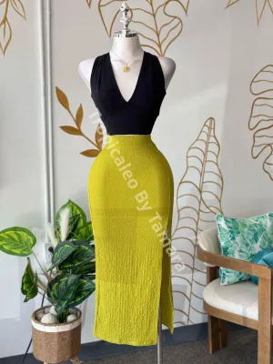 Avocado Slit Maxi Skirt