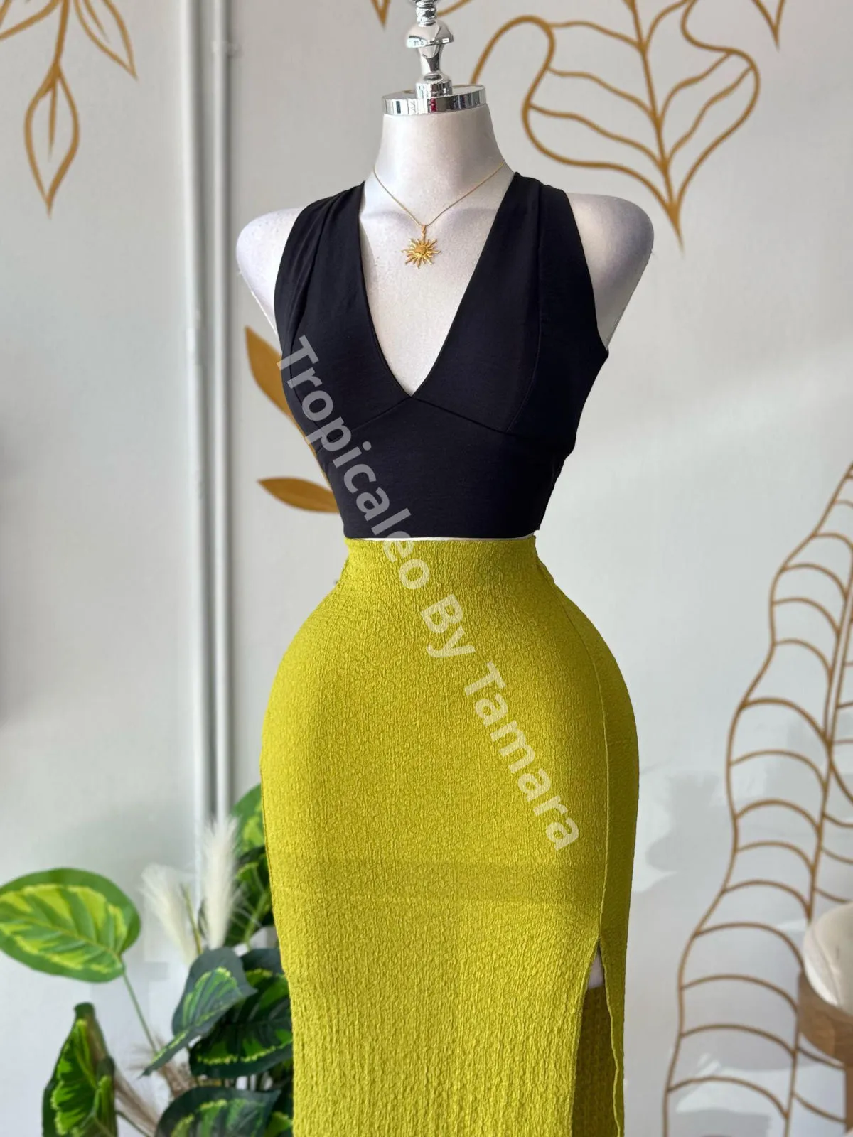 Avocado Slit Maxi Skirt