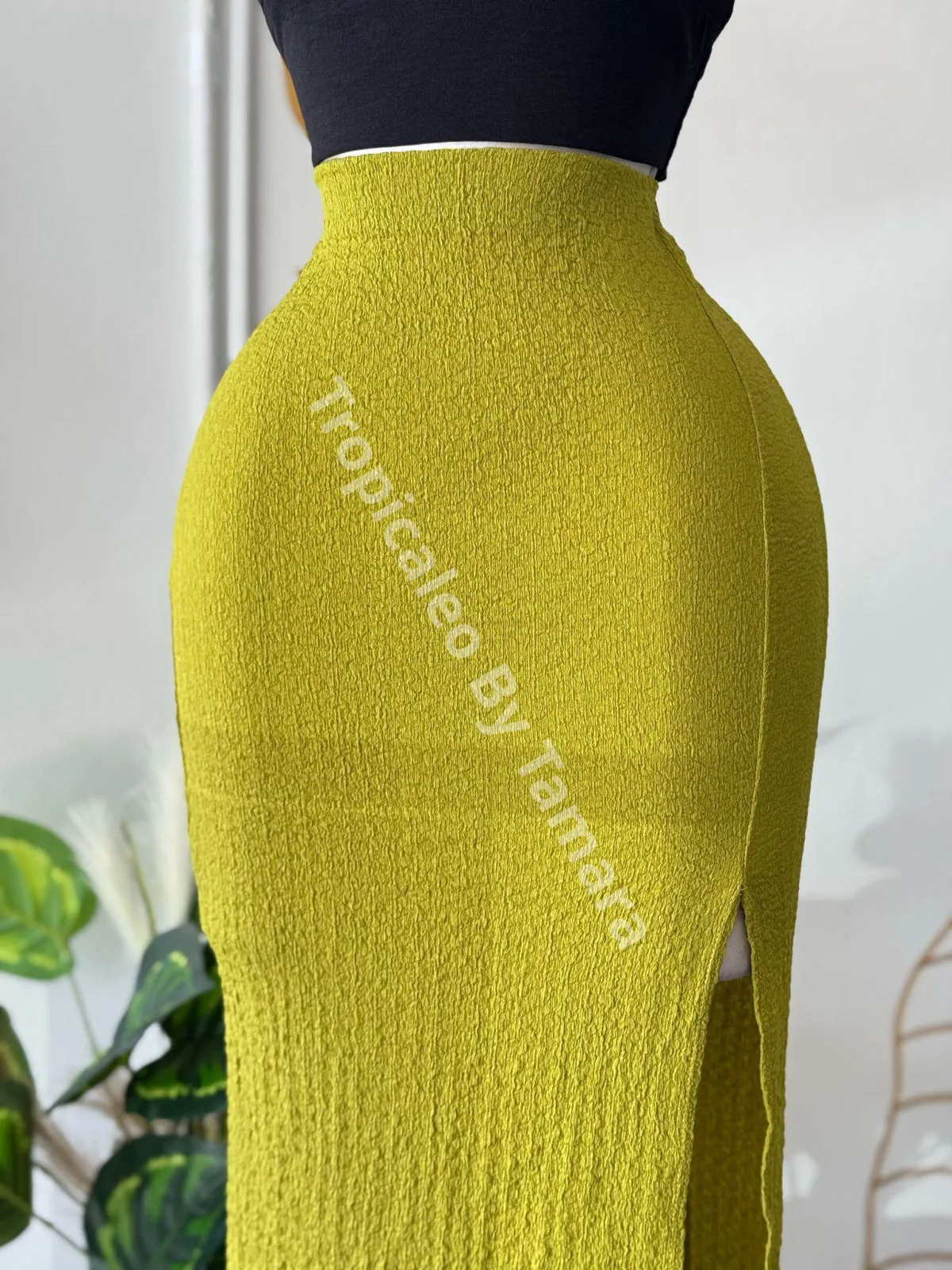 Avocado Slit Maxi Skirt