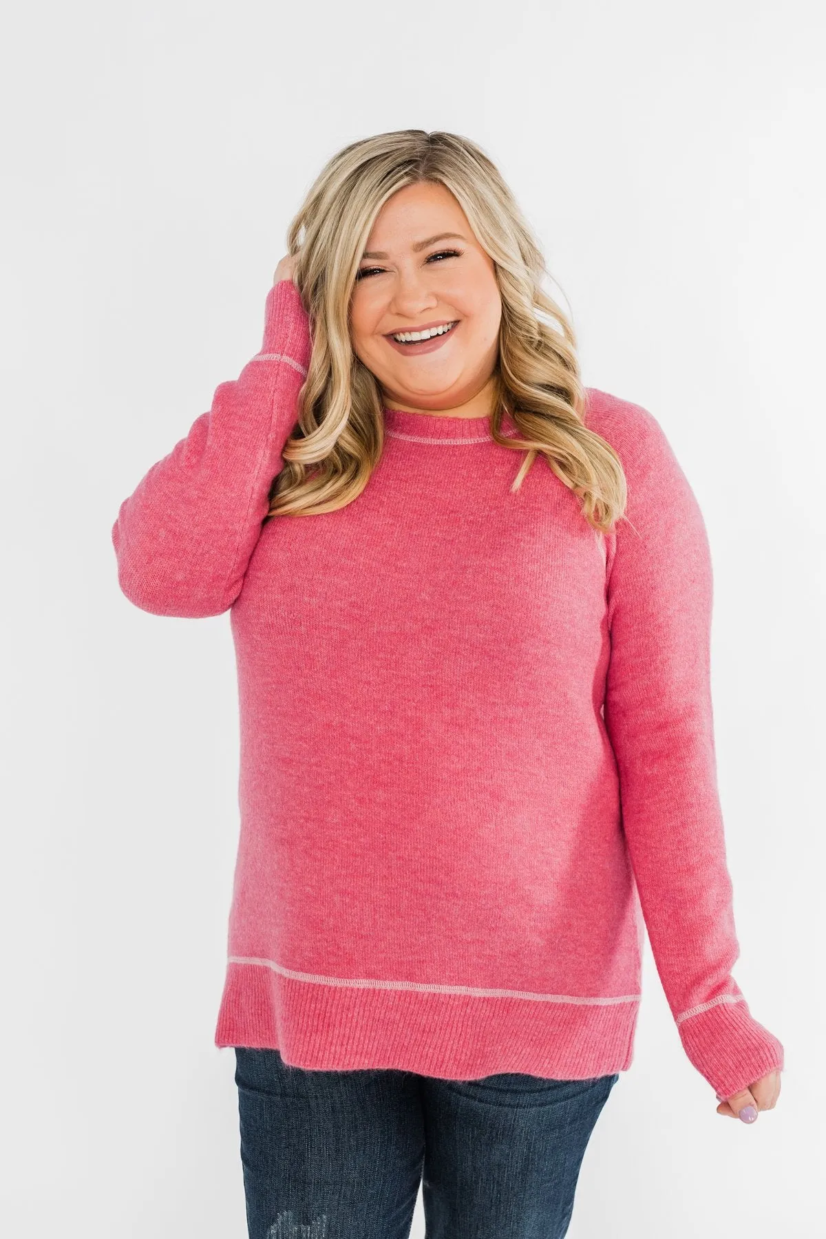 Beautiful Mornings Knitted Sweater- Bubblegum Pink