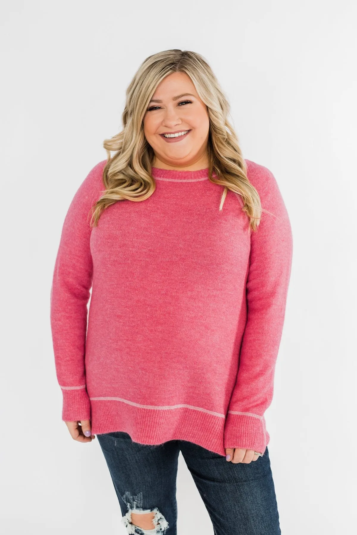 Beautiful Mornings Knitted Sweater- Bubblegum Pink