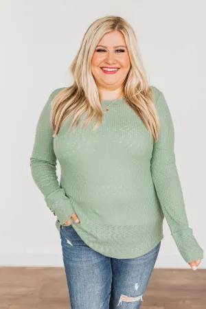 Better Than Ever Long Sleeve Knit Top- Sage
