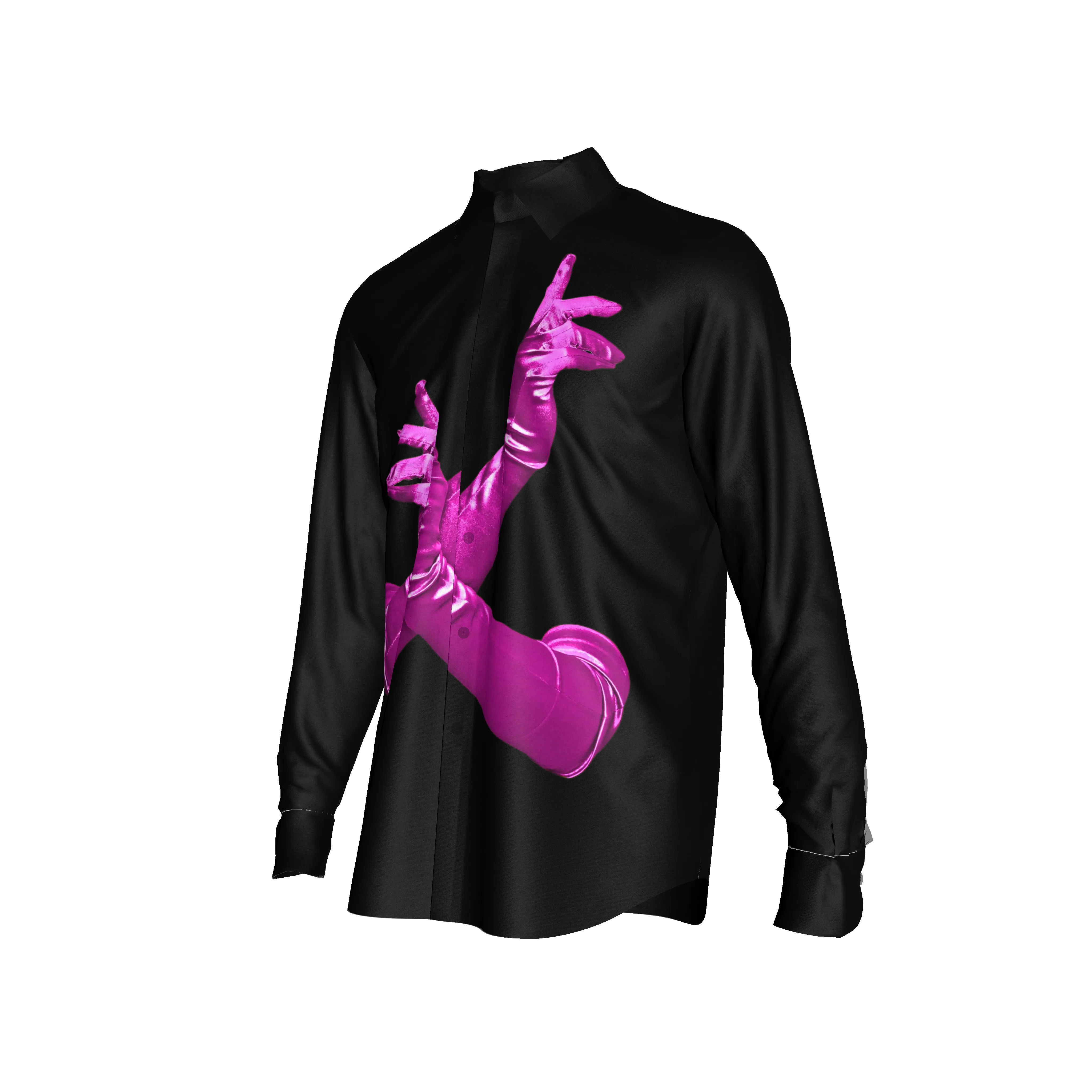 Black Gloved One Stretch Silk Button-Up