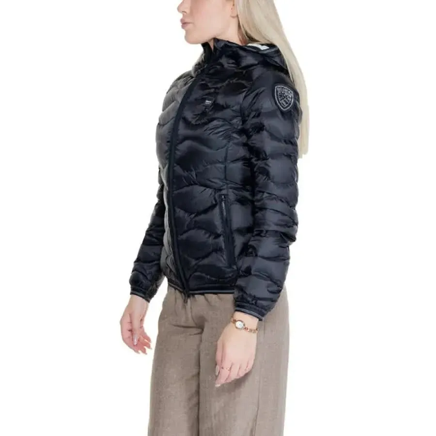Blauer Women's Black Turtleneck Jacket with Front Pockets