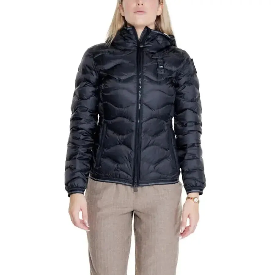 Blauer Women's Black Turtleneck Jacket with Front Pockets