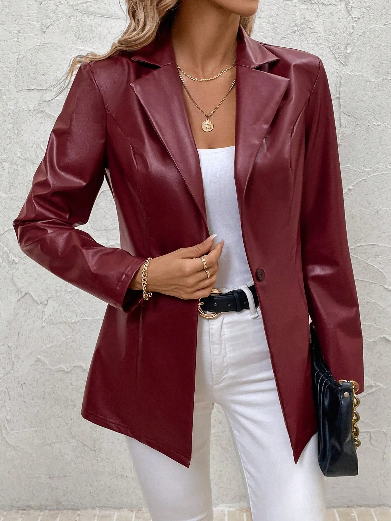 Blazer Burdeos Retro para Mujer