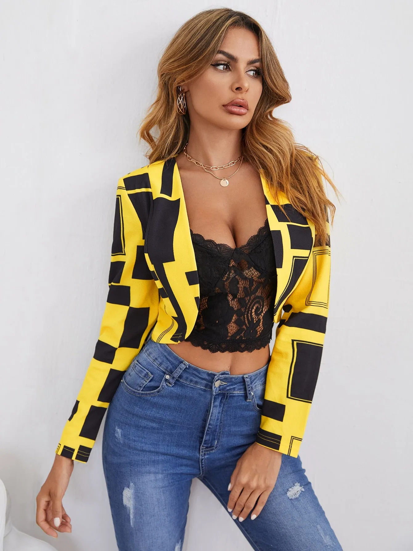 Blazer corto geométrico Clasi de Cherry Vibes en