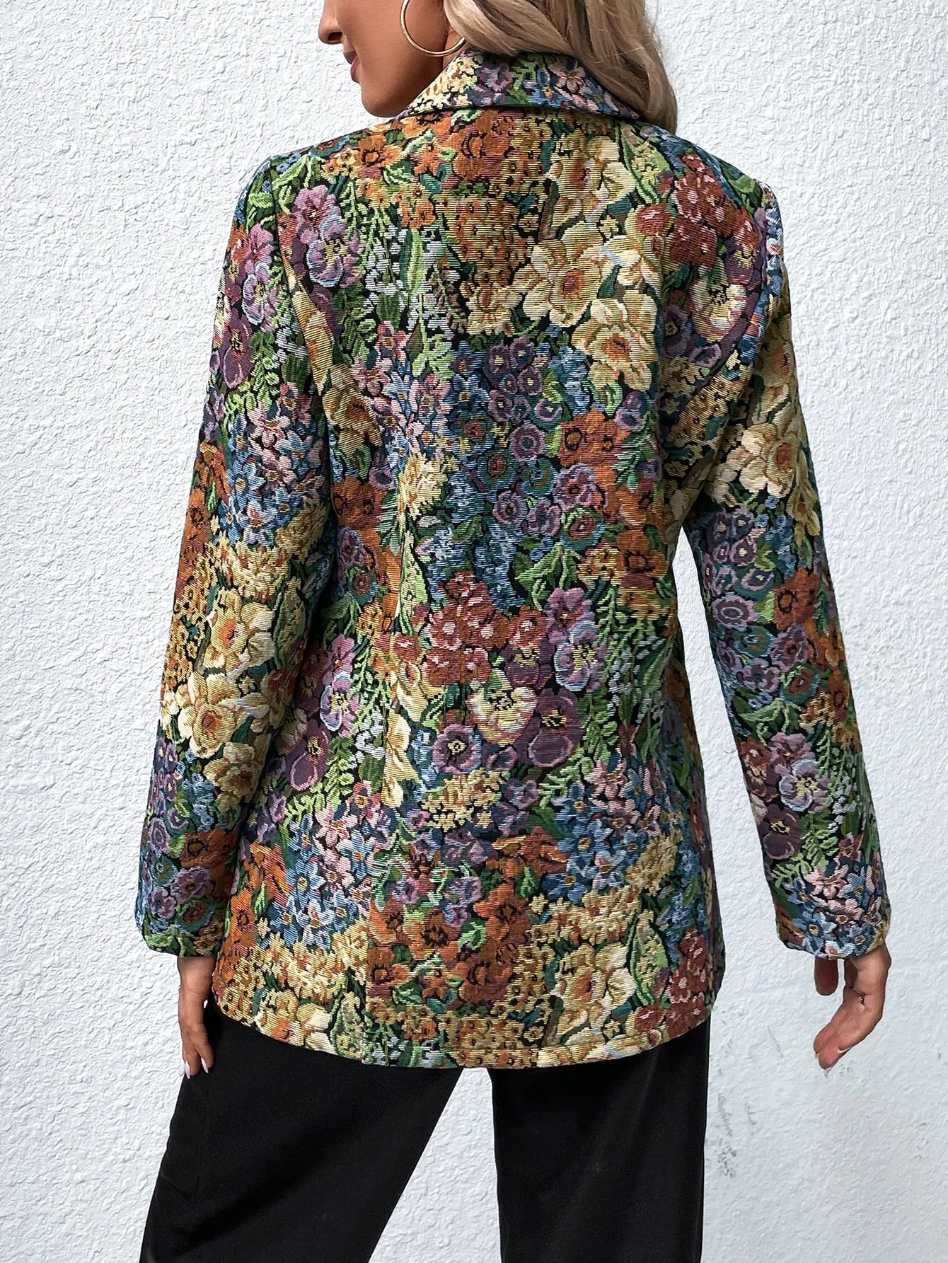 Blazer Floral de Un Solo Botón