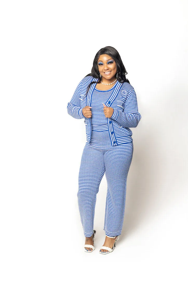 Blue Striped Knit Pants