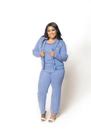 Blue Striped Knit Pants