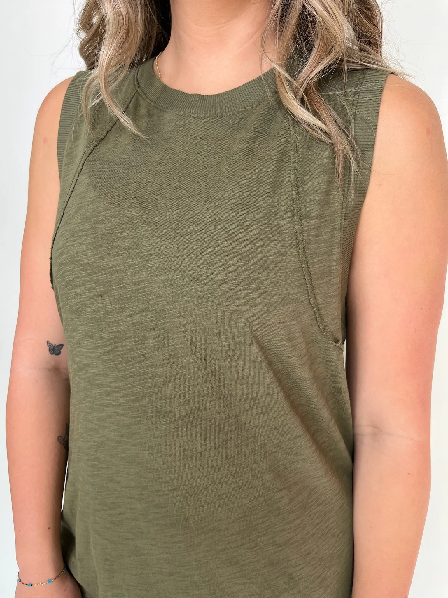 Bobi Raglan Seamed Tank Dress