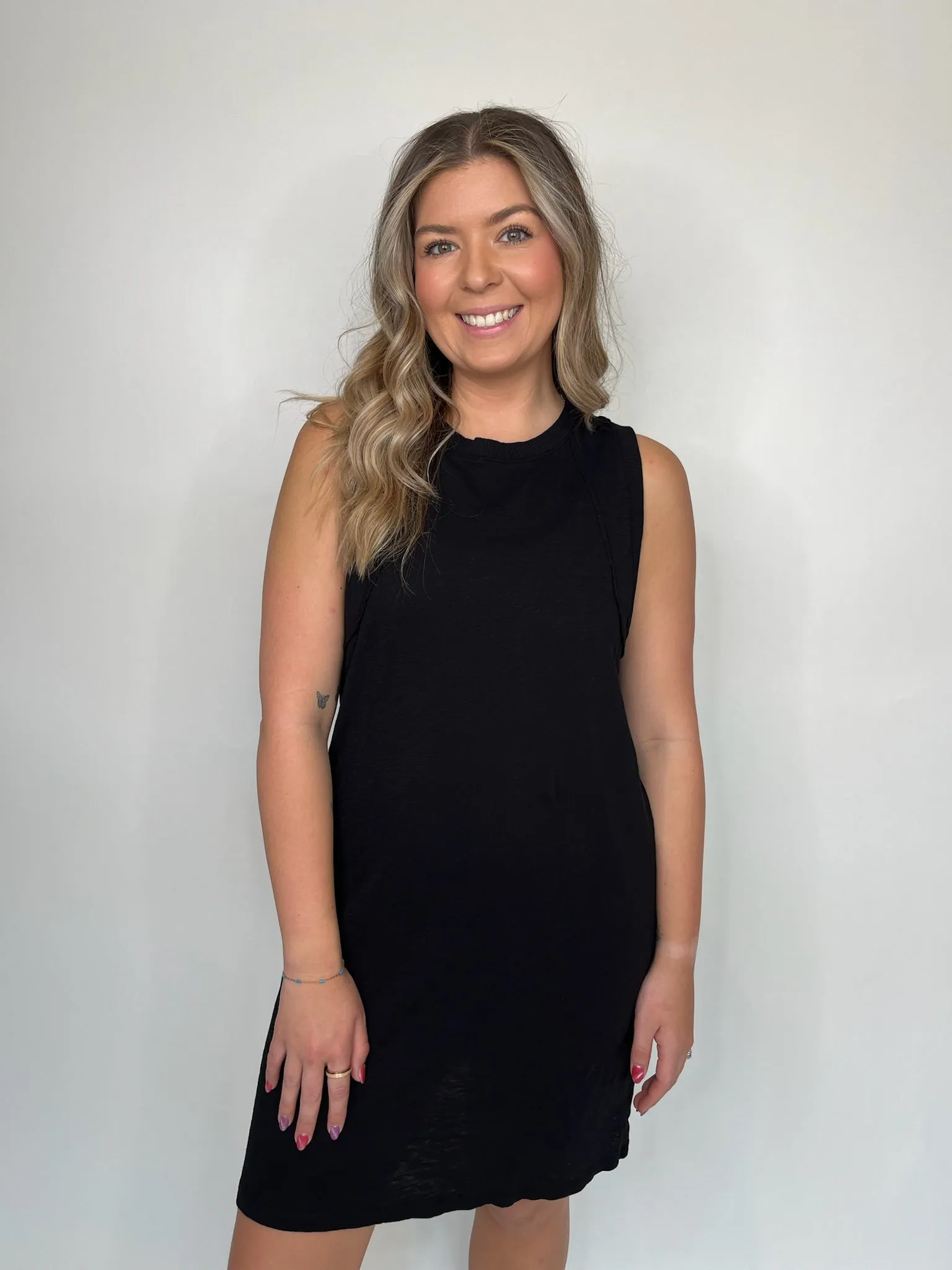 Bobi Raglan Seamed Tank Dress