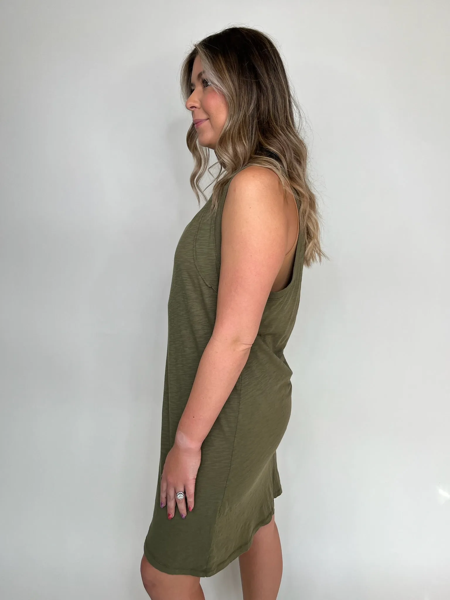 Bobi Raglan Seamed Tank Dress