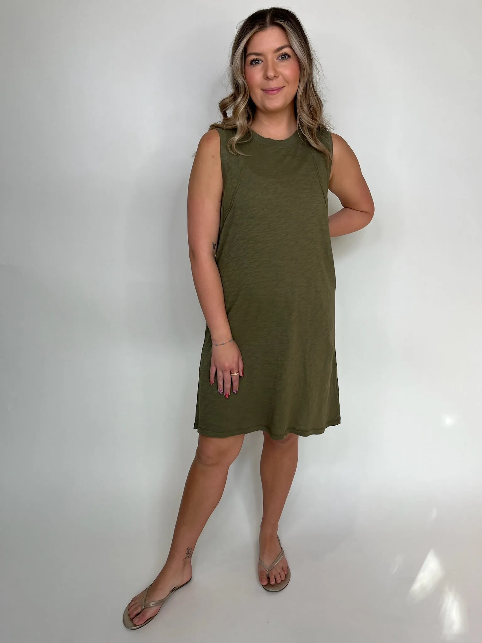 Bobi Raglan Seamed Tank Dress