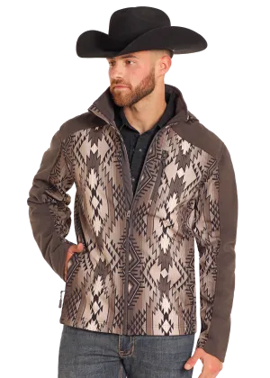 Brown Aztec Printed Softshell Jacket